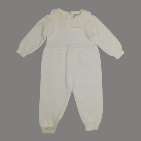 Vintage Clayeux Knit Scalloped Collar Jumpsuit Made in France - Picture 8 of 9